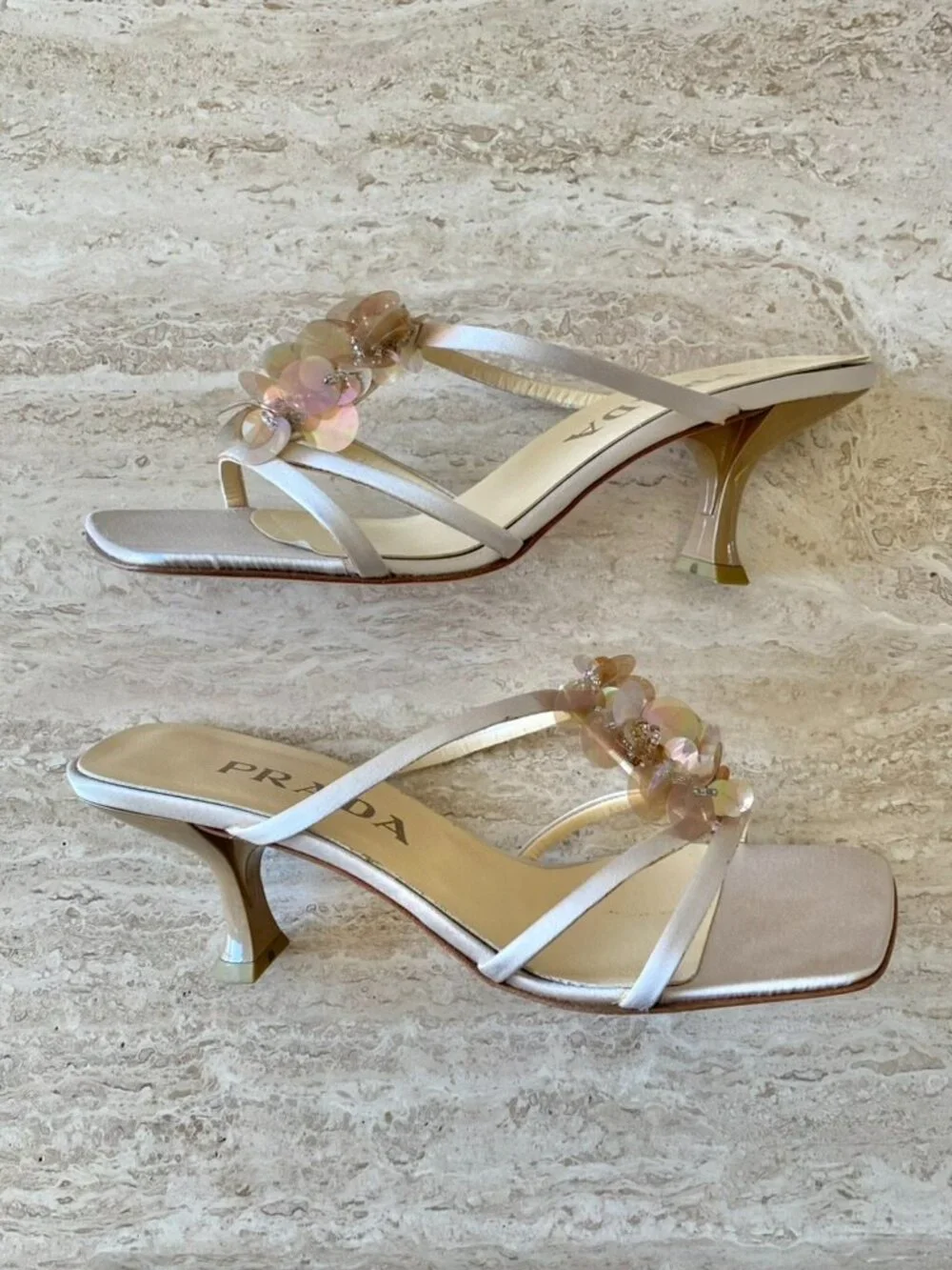 Vintage Prada Paillette Mule Sandal Heels - Picture 4 of 11